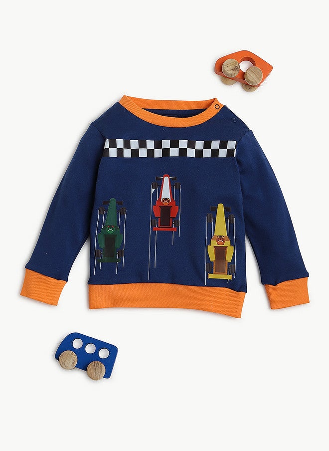 BONTOTS Infant Boys Speedy Racer Printed Organic Cotton Sweatshirt - Image 2